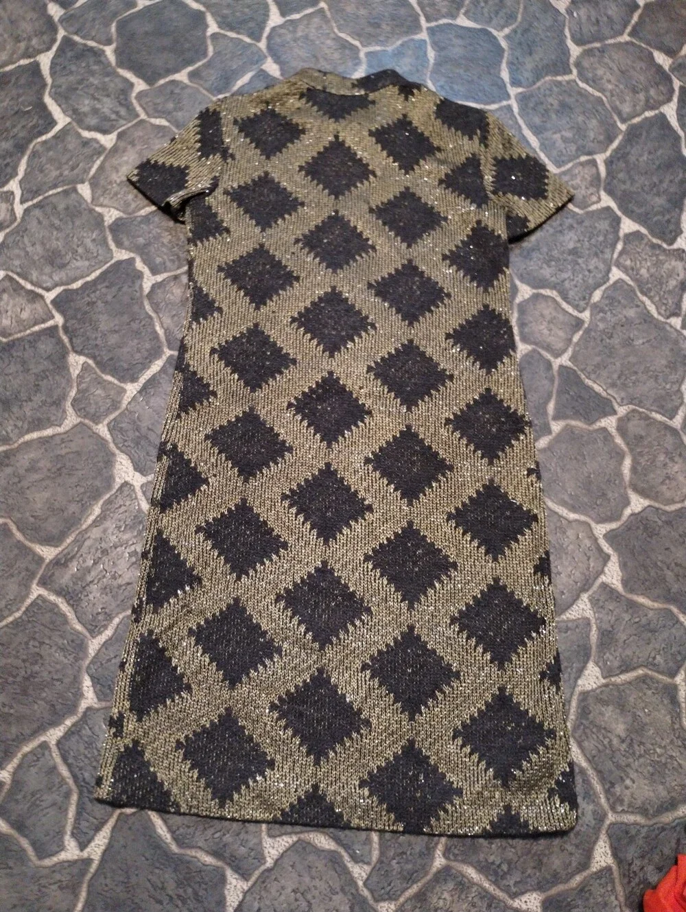 Tory Burch Gold Glitter wool knit shift dress size small